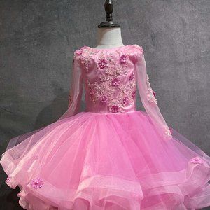 Brand New Custom Made 4T Pink Embroidered Photography Formal Flower Girl Gown